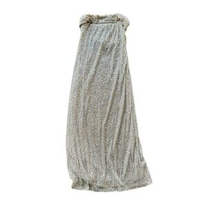 Alice Elle Champagne Gold Sequin Strapless Maxi Dress Size 12 Column Gown Formal